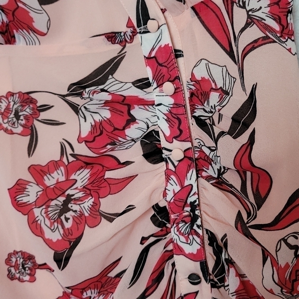 NWT JAY GODFREY Earle Floral Ruched Party Dress Hibiscus 2 - Picture 3 of 7